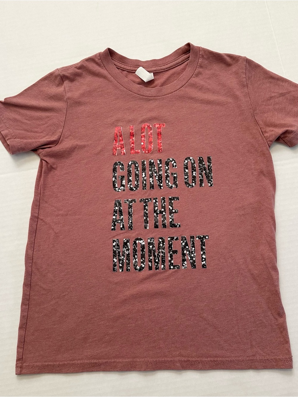 Vintage-Inspired Dusty Rose Graphic Tee - A Lot Going On At The Moment